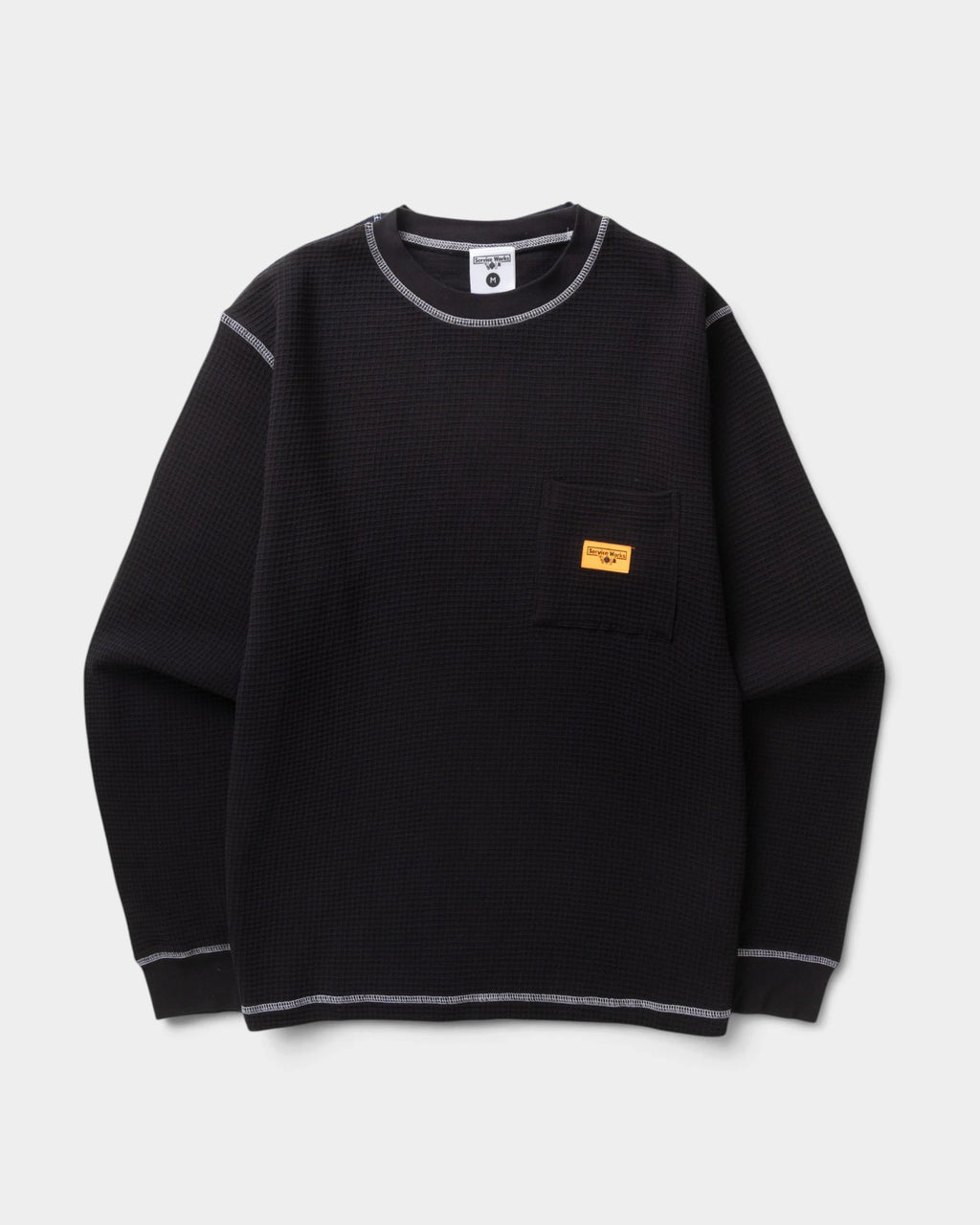 Service Works Waffle Contrast Thermal Long-Sleeve Shirt - Black/White