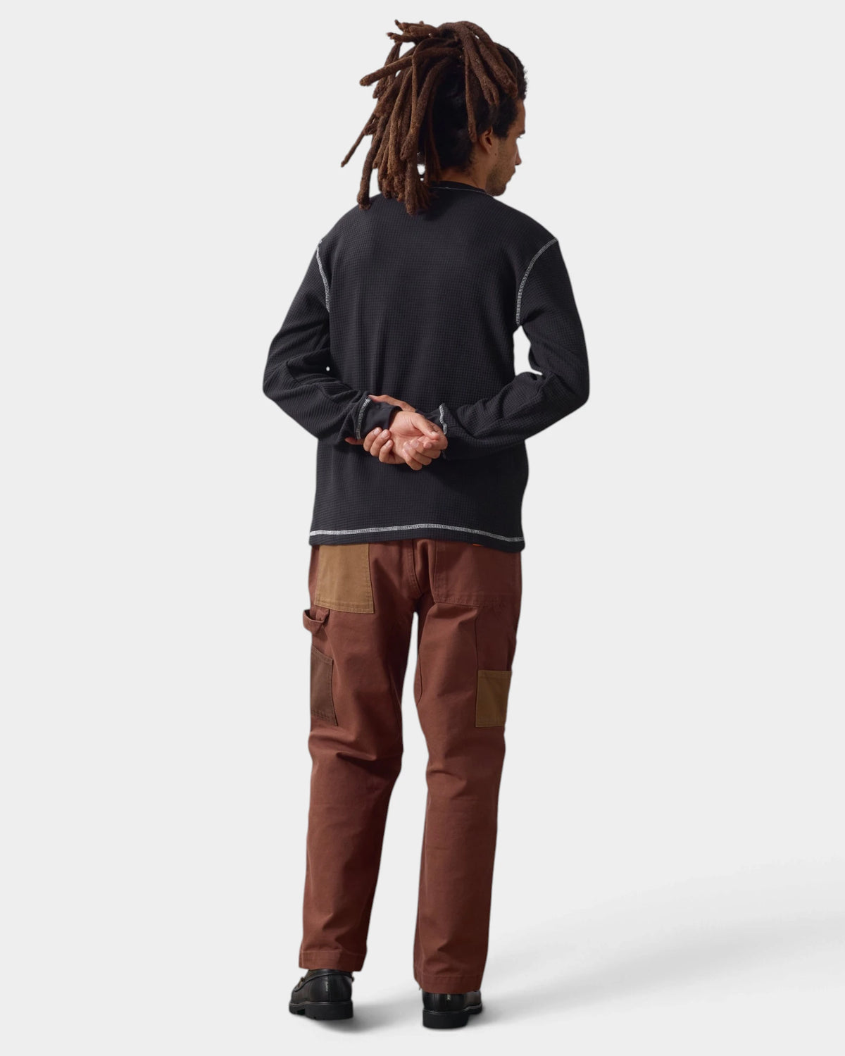 Service Works Waffle Contrast Thermal Long-Sleeve Shirt - Black/White