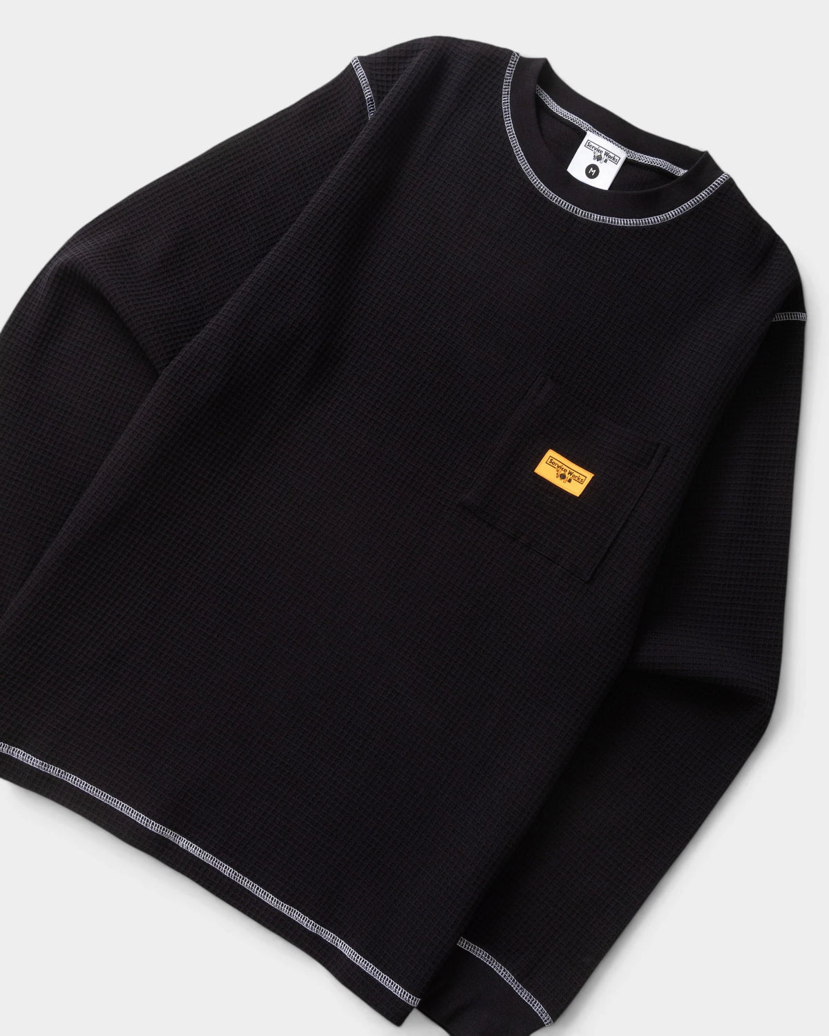 Service Works Waffle Contrast Thermal Long-Sleeve Shirt - Black/White