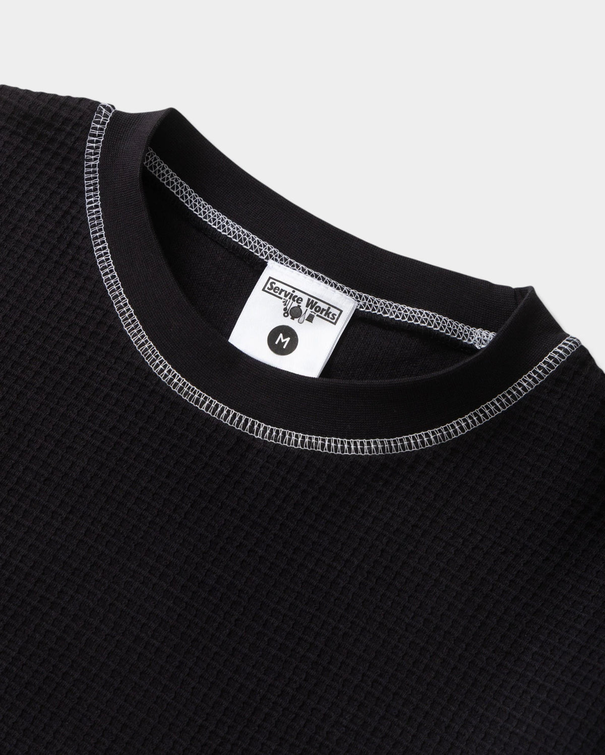 Service Works Waffle Contrast Thermal Long-Sleeve Shirt - Black/White