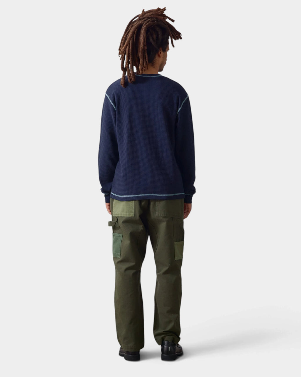Service Works Waffle Contrast Thermal Long-Sleeve Shirt - Navy/Blue