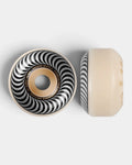 Spitfire Formula Four Classic wheel in natural urethane with a black and silver swirl print, face and side view