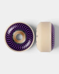 Spitfire Formula Four Classic wheel in natural urethane with a black and purple swirl print, face and side view