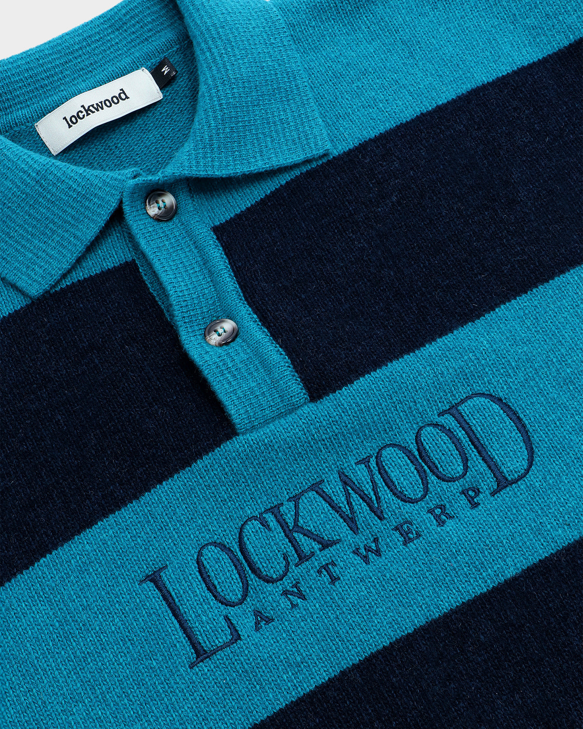 Lockwood Embroidered Striped Polo Knit Sweater - Navy/Blue