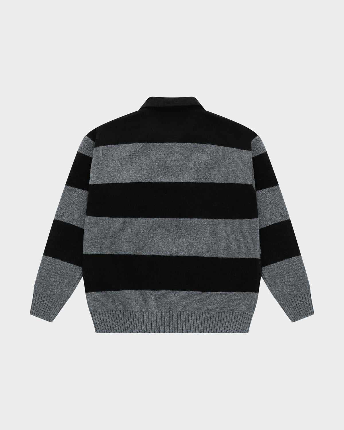 Lockwood Embroidered Striped Polo Knit Sweater - Black/Gray